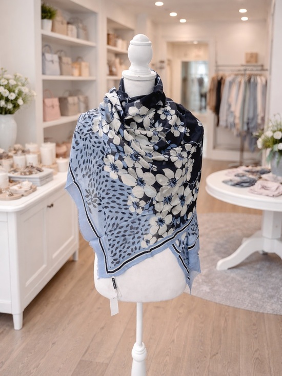 Talbots Accessories - Talbots Floral Modal Scarf Blue Black Lightweight Wrap NWT